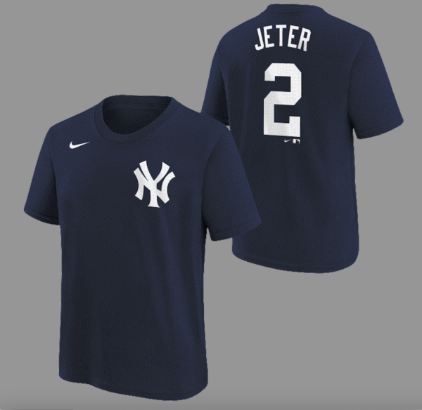 NEW YORK YANKEES JETER DEREK #2 HOME NAME & NUMBER TEE YOUTH