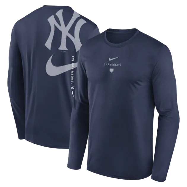 NY YANKEES Men's Nike Large Swoosh Back Legend Tee LONG SLEEVE