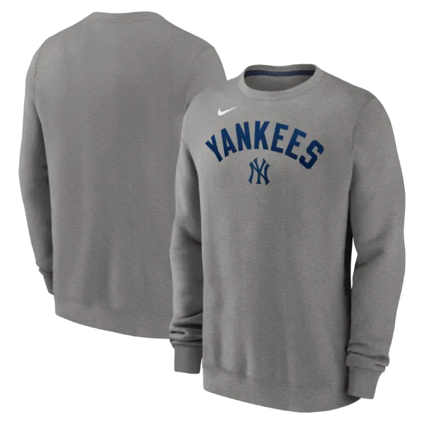 NY YANKEES Men's Nike Classic Twill Crewneck Fleece GRAY