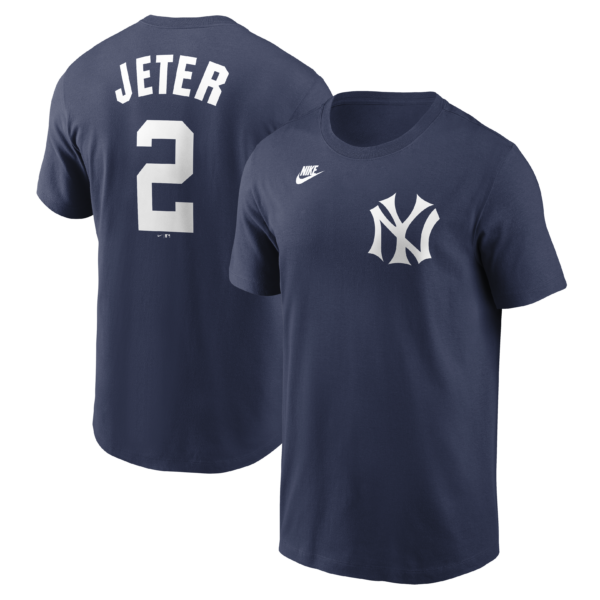 NY YANKEES NIKE D JETER #2 Nike Navy Home Player Name & Number T-Shirt