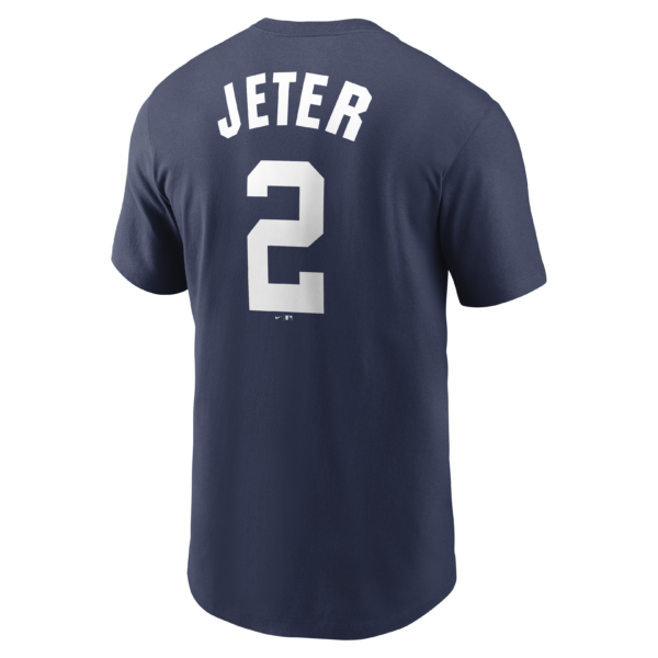 NY YANKEES NIKE D JETER #2 Nike Navy Home Player Name & Number T-Shirt - Image 3