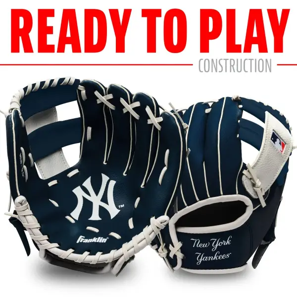 NY YANKEES TEAM GLOVE AND SOFT  BALL SET SIZE 9.5'' INCH - Image 7