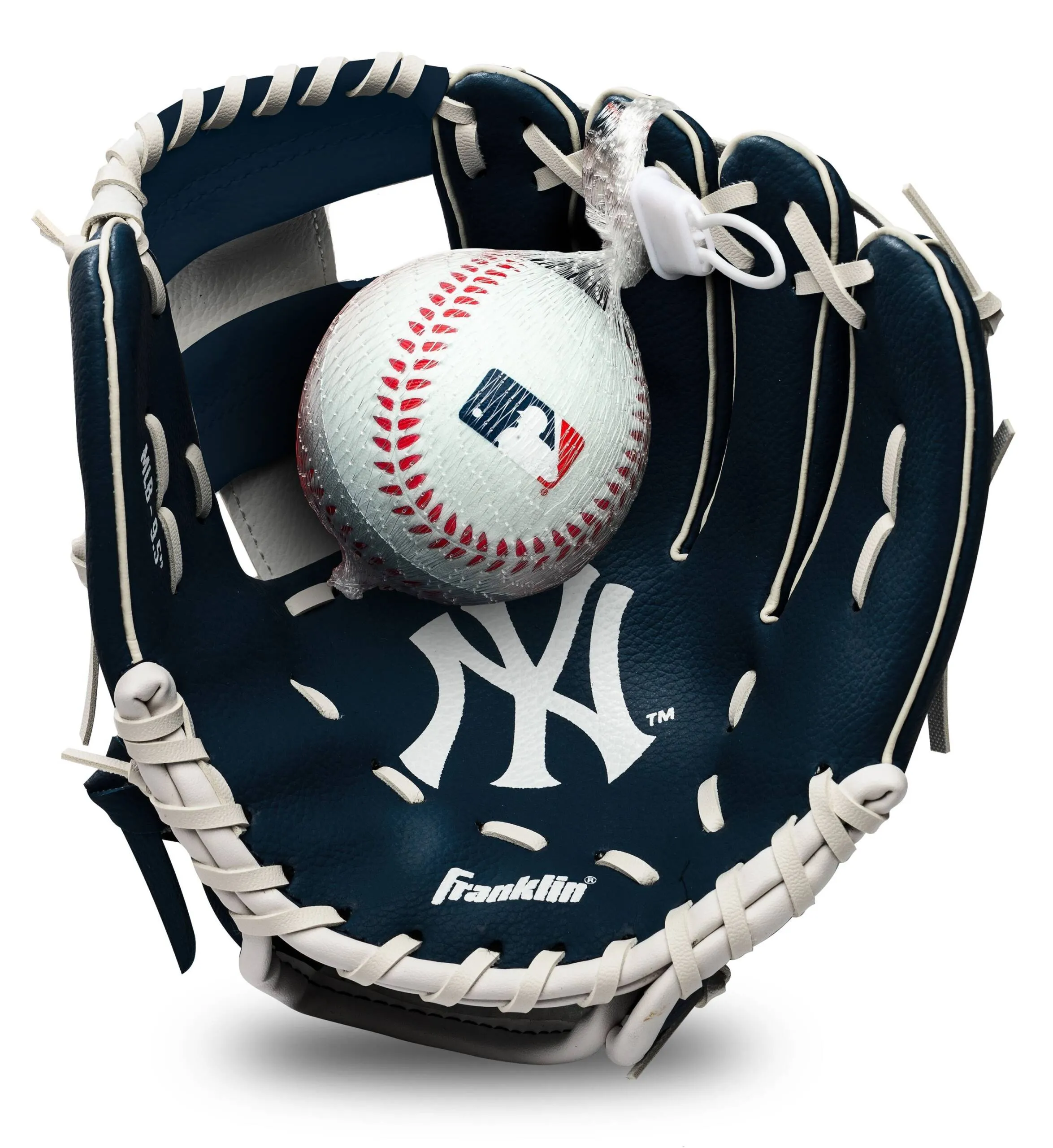 NY YANKEES TEAM GLOVE AND SOFT  BALL SET SIZE 9.5'' INCH