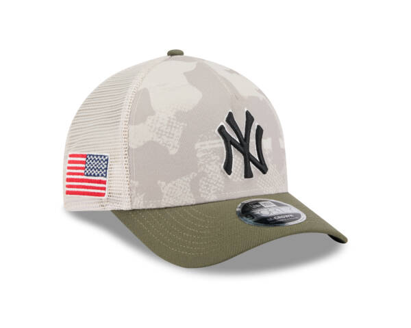 New York Yankees New Era 2025 Armed Forces Day 9FORTY M-Crown A-Frame Adjustable Hat - Light Beige/Olive