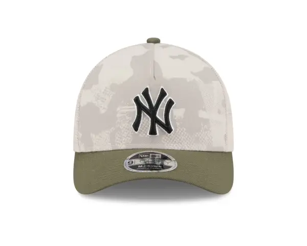 New York Yankees New Era 2025 Armed Forces Day 9FORTY M-Crown A-Frame Adjustable Hat - Light Beige/Olive - Image 3