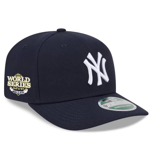 NY  YANKEES NEW ERA 9SEVENTY  NAVY PLAYER REPLICA  ADJUSTABLE HAT STRETCH-SNAP WITH D 2 JETER 2000 WORLD SERIES CHAMPION MVP PATCH 