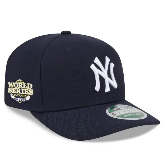 NY  YANKEES NEW ERA 9SEVENTY  NAVY PLAYER REPLICA  ADJUSTABLE HAT STRETCH-SNAP WITH D 2 JETER 2000 WORLD SERIES CHAMPION MVP PATCH 