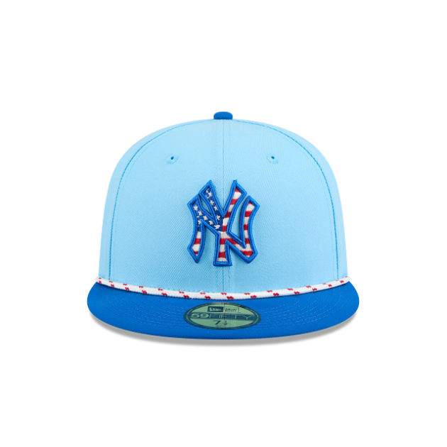 NY YANKEES NEW ERA 59FIFTY MEN'S  2025 FOURTH OF JULY FITTED HAT LIGHT BLUE/BLUE