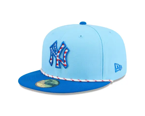 NY YANKEES NEW ERA 59FIFTY MEN'S  2025 FOURTH OF JULY FITTED HAT LIGHT BLUE/BLUE - Image 9