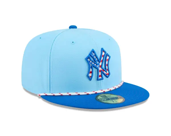 NY YANKEES NEW ERA 59FIFTY MEN'S  2025 FOURTH OF JULY FITTED HAT LIGHT BLUE/BLUE - Image 8