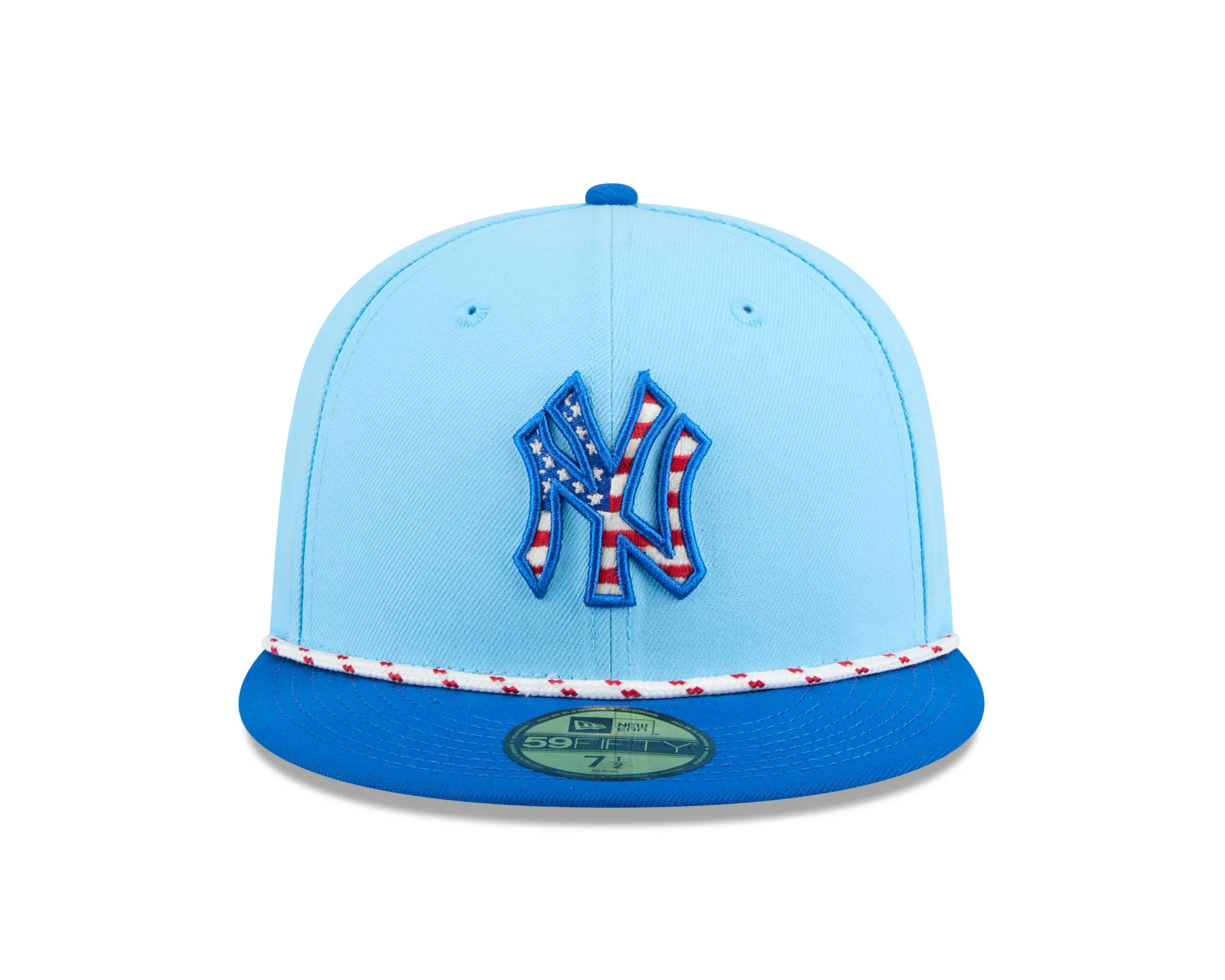 NY YANKEES NEW ERA 59FIFTY MEN'S  2025 FOURTH OF JULY FITTED HAT LIGHT BLUE/BLUE