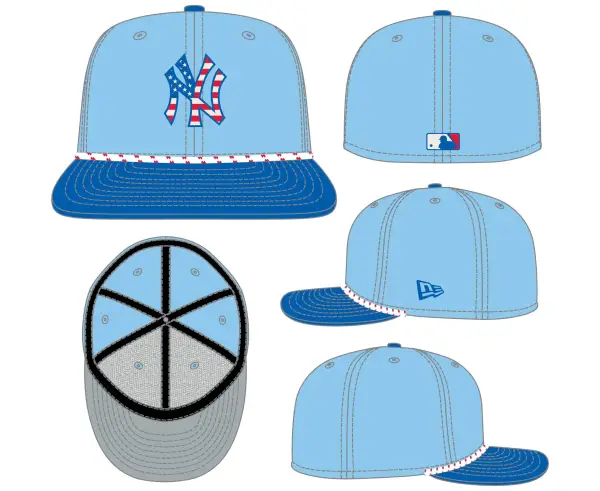 NY YANKEES NEW ERA 59FIFTY MEN'S  2025 FOURTH OF JULY FITTED HAT LIGHT BLUE/BLUE - Image 2