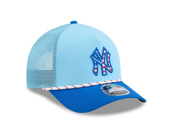 NY YANKEES NEW ERA 9FORTY MEN'S  2025 FOURTH OF JULY  A-FRAME M-CROWN ADJUSTABLE TRUCKER HAT LIGHT BLUE/BLUE - Image 7