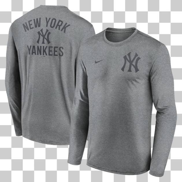 NY Yankees Nike  Long Sleeve DRY FIT  T-Shirt - Heather Charcoal