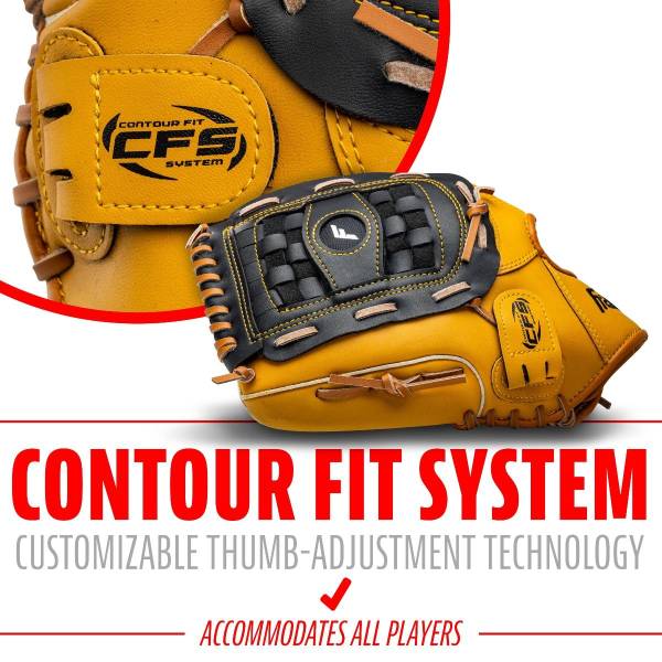 FRANKLIN BASEBALL  BALL FIELD MASTER  -  TAN/BLACK - LEFT HAND THROWTHROW - FIELDING GLOVES - Image 4