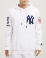 NY YANKEES Pro Standard  Logo Blended P/O Men's White Hoodie