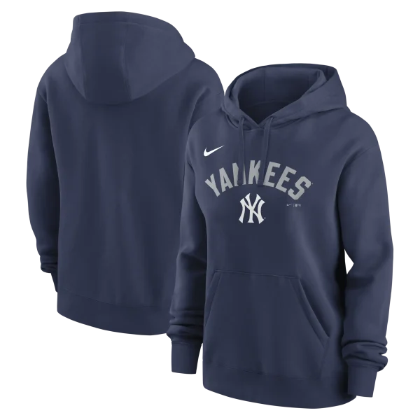 NY YANKEE Women's Nike Team Logo Arch Pullover Fleece Hood