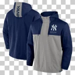 NY YANKEES Men's Navy Ripstop Raglan Quarter-Zip Windbreaker Jacket