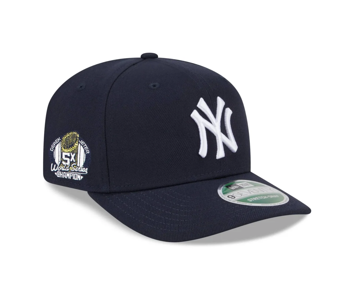 NY  YANKEES NEW ERA 9SEVENTY MVP  NAVY PLAYER REPLICA  ADJUSTABLE HAT STRETCH-SNAP WITH D JETER 5X WORLD SERIES CHAMPION PATCH - Image 1