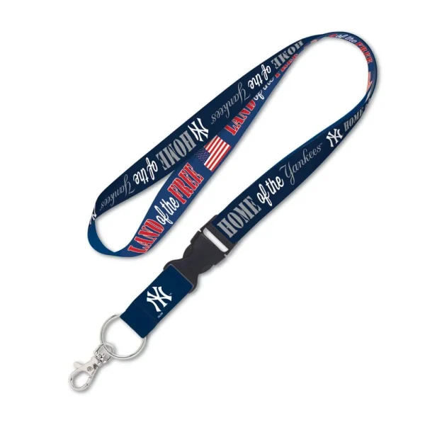 NY YANKEES LAND OF THE FREE LANYARD W/DETACHABLE BUCKLE  1" X 24''