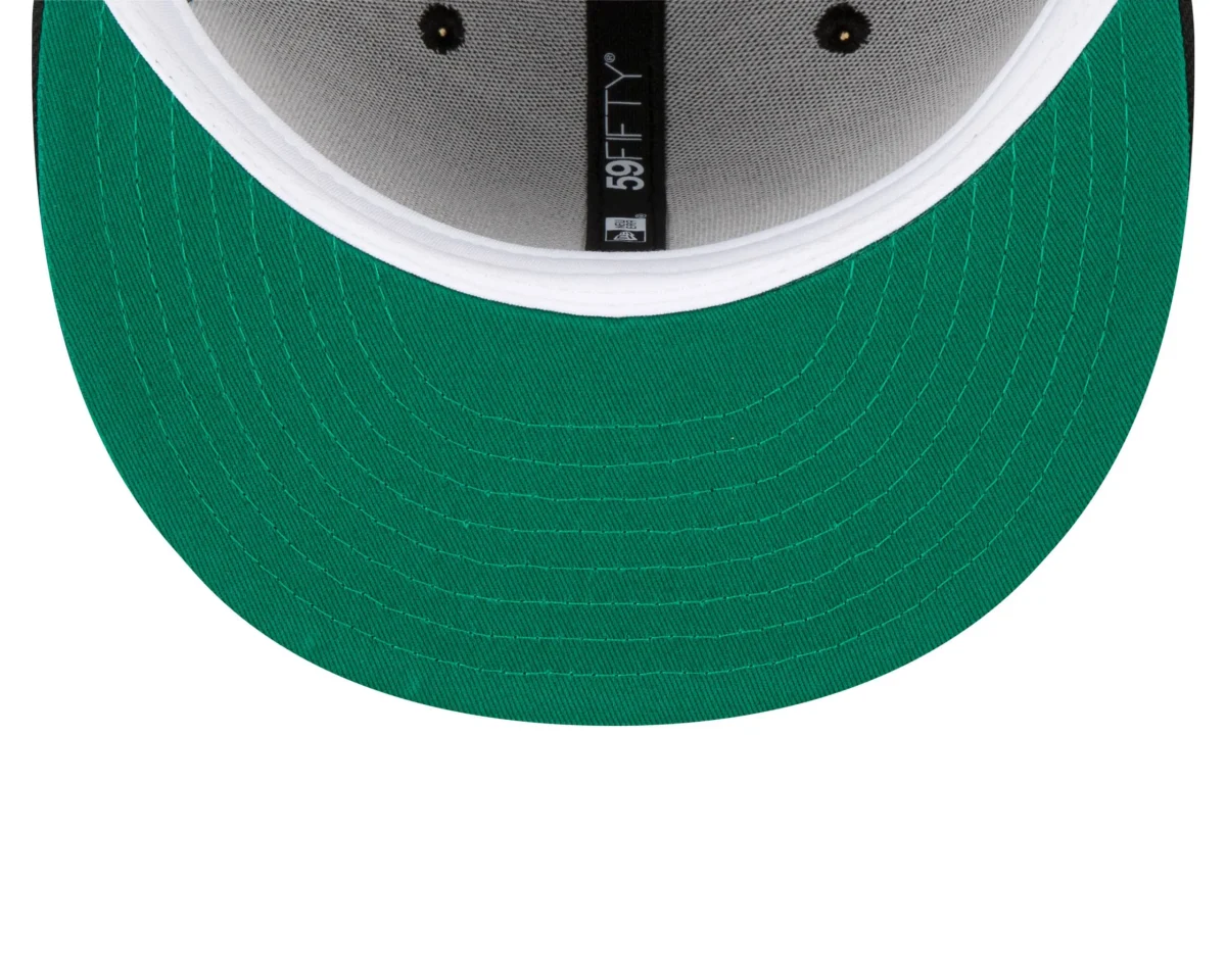 NY YANKEES NEW ERA 59Fifty Metallic Thread Logo Fitted Hat/GREEN BRIM - Image 3