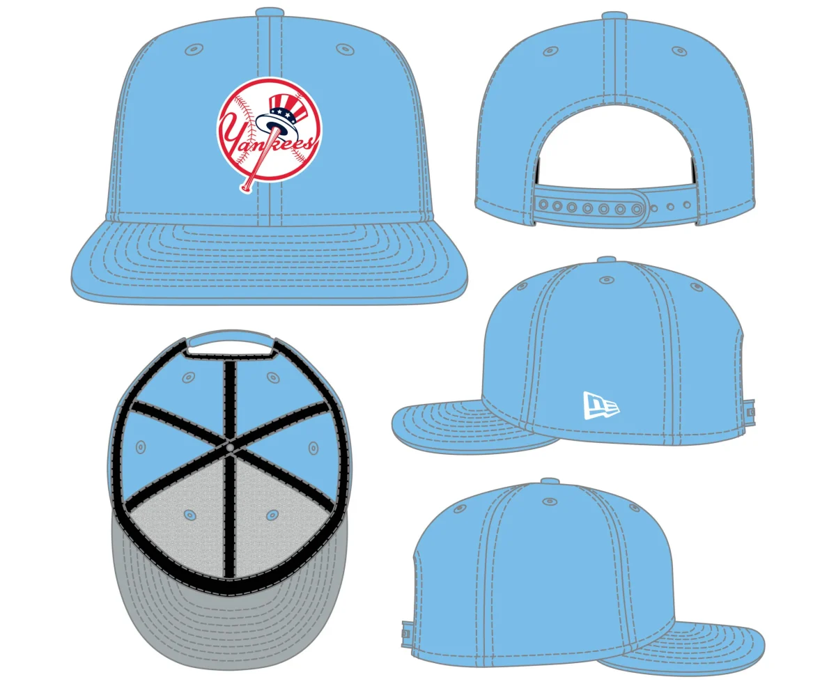 NY YANKEES NEW ERA 9FIFTY SNAPBACK  SKY BLUE/ WITH TOP HAT LOGO - Image 1