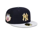 NY YANKEES NEW ERA 59FIFTY NAVY GOLD NY LOGO /GRAY UNDERVISSR