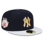 NY YANKEES NEW ERA 59FIFTY NAVY GOLD NY LOGO /GRAY UNDERVISSR
