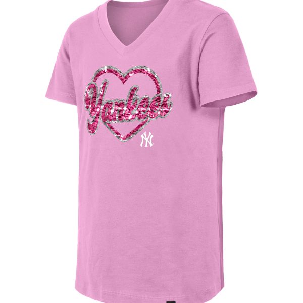 NY Yankees New Era Girls'  Sequin PINK T-Shirt