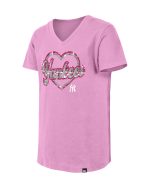 NY Yankees New Era Girls'  Sequin PINK T-Shirt - Image 3