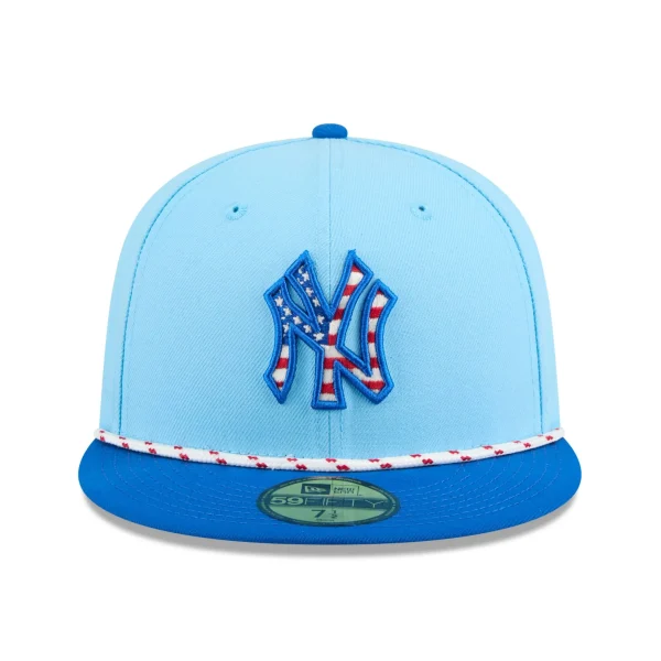 NY YANKEES NEW ERA 59FIFTY MEN'S  2025 FOURTH OF JULY FITTED HAT LIGHT BLUE/BLUE