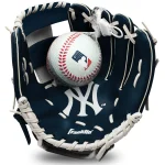 NY YANKEES TEAM GLOVE AND SOFT  BALL SET SIZE 9.5'' INCH