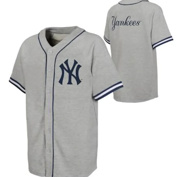 NEW YORK YANKEES YOUTH FIELD CORE SS SOLID BB BUTTON GRAY