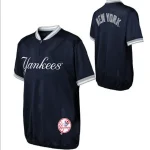 NEW YORK YANKEES YOUTH MESH SLIDE RUN SS SOLID BASEBALL CO and crew neckline & Banded bottom