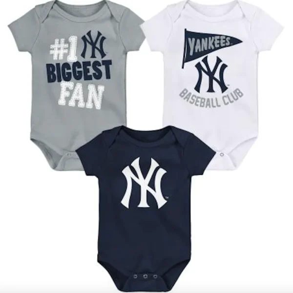 NEW YORK YANKEES FAN PENNANT 3PK CREEPER SET INFINT