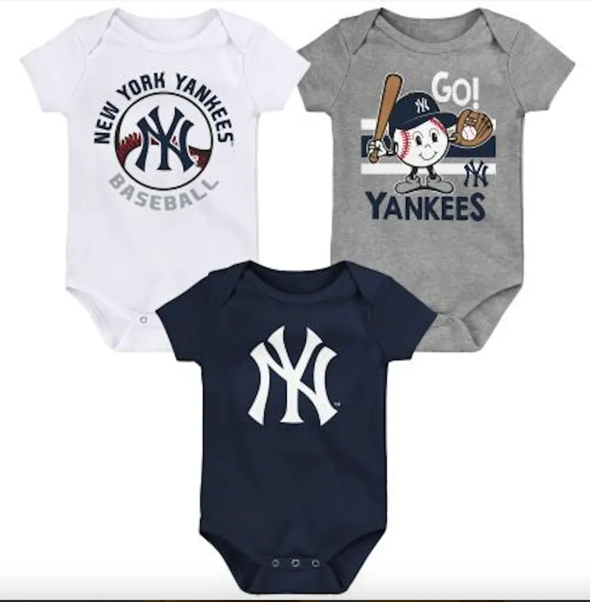 NEW YORK YANKEES BALL PARK 3PK CREEPER SET NEWBORN - Image 1