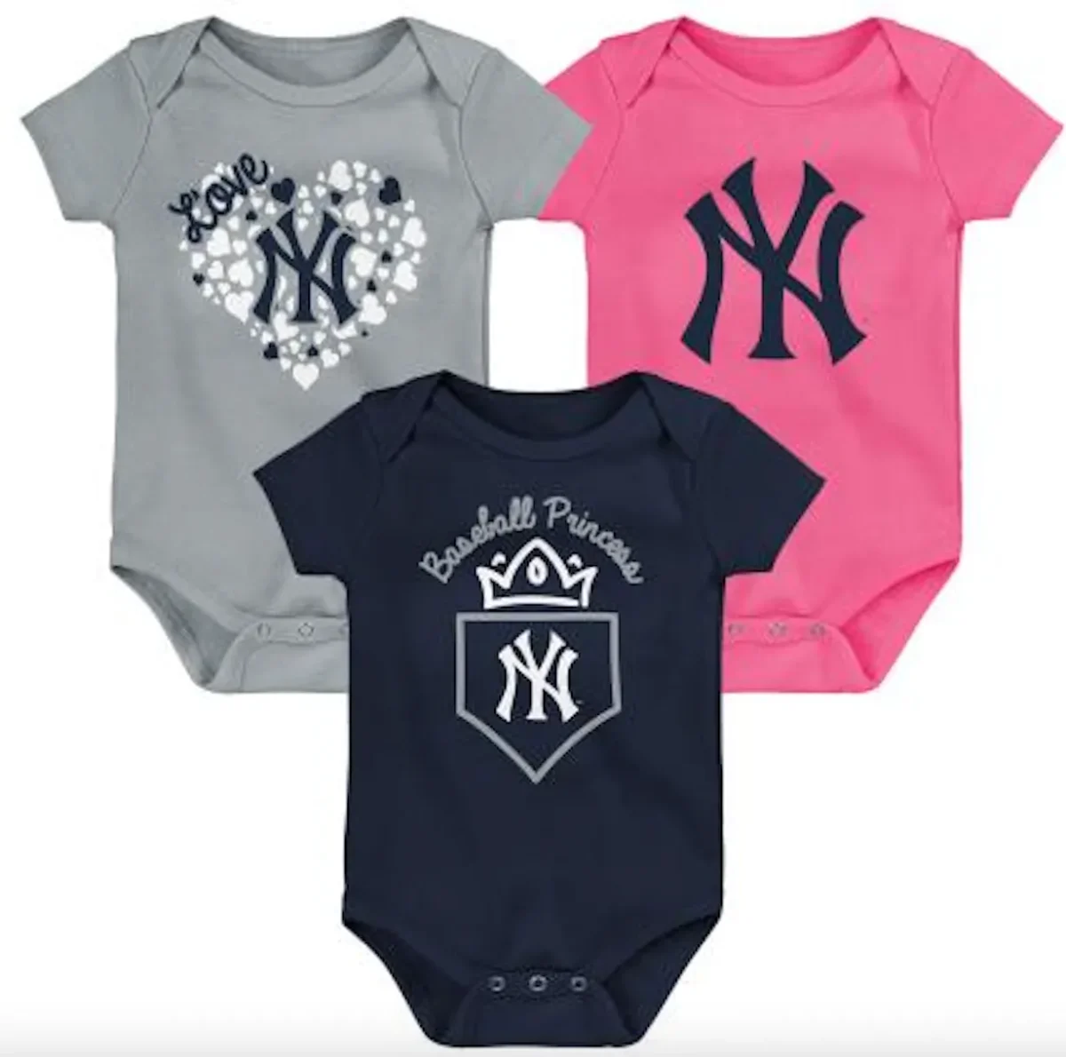 NEW YORK YANKEES HOME RUN BABY 3PK CREEPER SET NEWBORN - Image 1