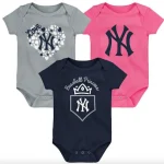 NEW YORK YANKEES HOME RUN BABY 3PK CREEPER SET NEWBORN