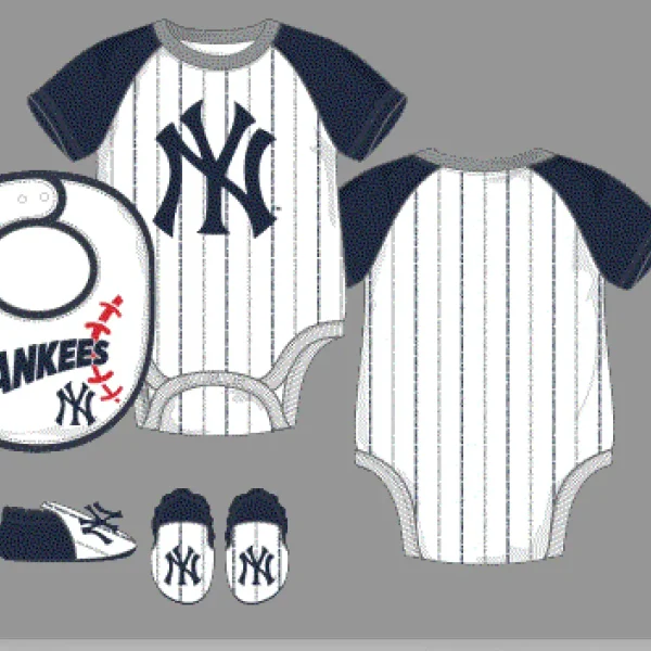 NEW YORK YANKEES INFANT PLAY BALL CREEPER BIB & BOOT S