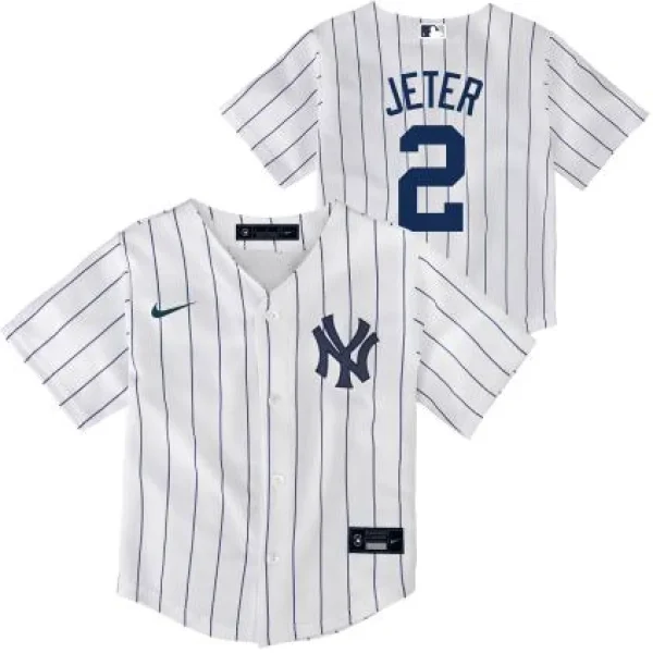 NEW YORK YANKEES JETER DEREK #2  HOME SCRPRT PLAYER FINISHED KID'S Jerseys