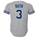 NY YANKEES NIKE B RUTH #3  ROAD TWILL PLAYER COOPERSTOWN  Jerseys YOUTH