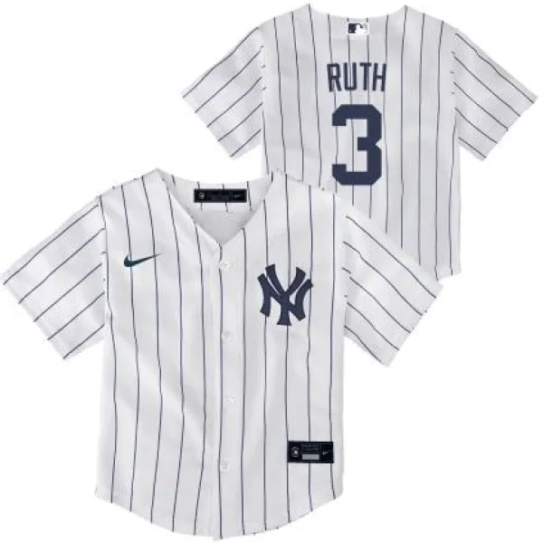 NY YANKEES NIKE B RUTH #3  HOME SCRPRT PLAYER FINISHED JERSEY KID'S
