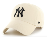 NY YANKEES NATURAL 47 CLEAN UP W/ NO LOOP LABEL BLACK NY LOGO