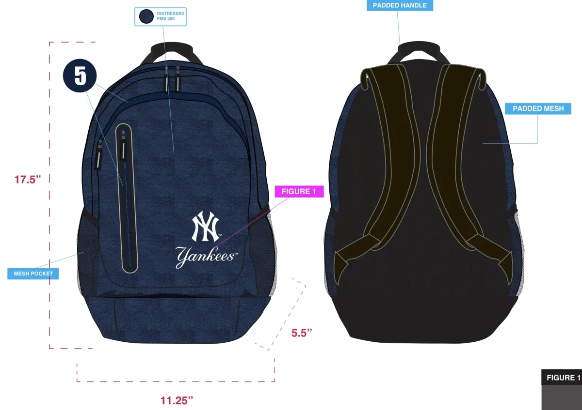 NEW YORK YANKEES SMU NAVY BOLD COLOR FOCO BACKPACK - Image 3