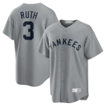 NY YANKEES NIKE REPLICA JERASY GRAY ROAD PLAYER NAME & NUMBERS B RUTH #3