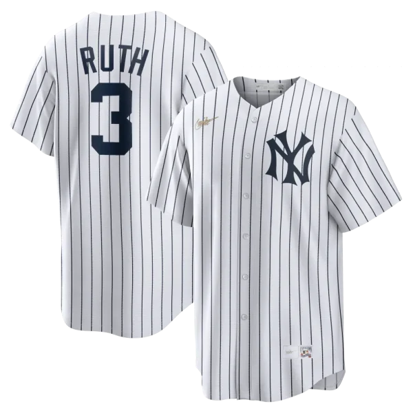 NY YANKEES NIKE COOPERSTOWN  REPLICA JERASY PLAYER NAME & NUMBERS B RUTH #3