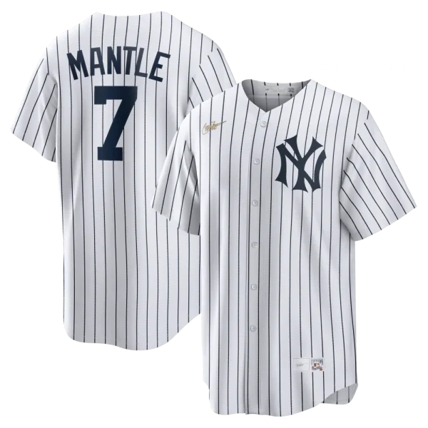 NY YANKEES NIKE REPLICA JERASY WHITE HOME PLAYER NAME & NUMBERS M MANTLE #7