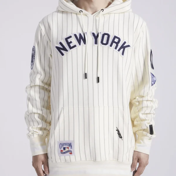 NEW YORK YANKEES PINSTRIPE RETRO CLASSIC RIB FLC PO HOODIE