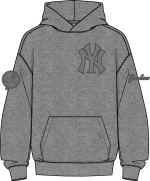 NEW YORK YANKEES NEUTRAL DROP SHOULDER FLC PO HOODIE DARK HEATHER GRE Y