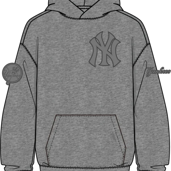 NEW YORK YANKEES NEUTRAL DROP SHOULDER FLC PO HOODIE DARK HEATHER GRE Y